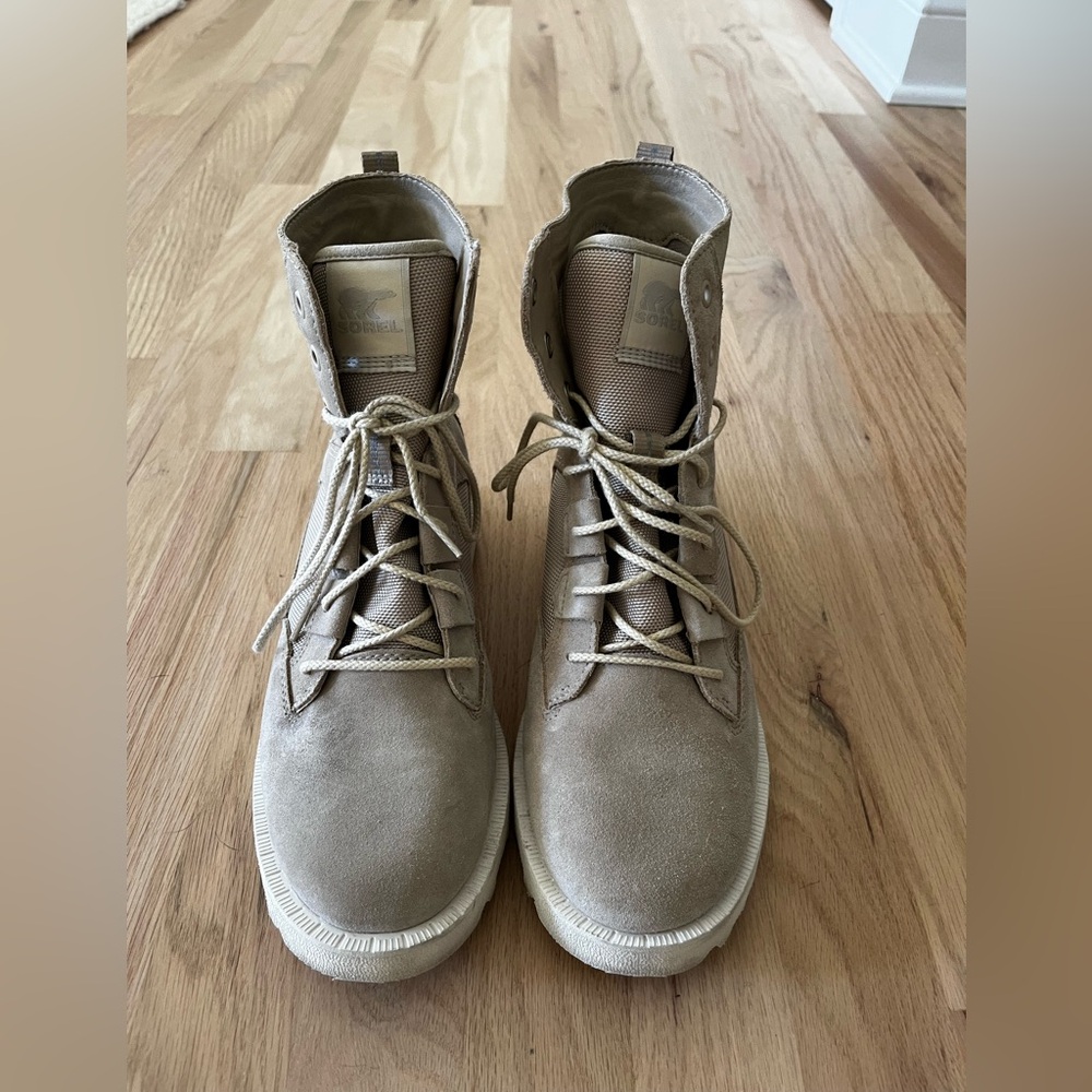 Sorel Caribou OTM Boots Suede Lace Up Combat Taupe Winter Boots, size 7.5